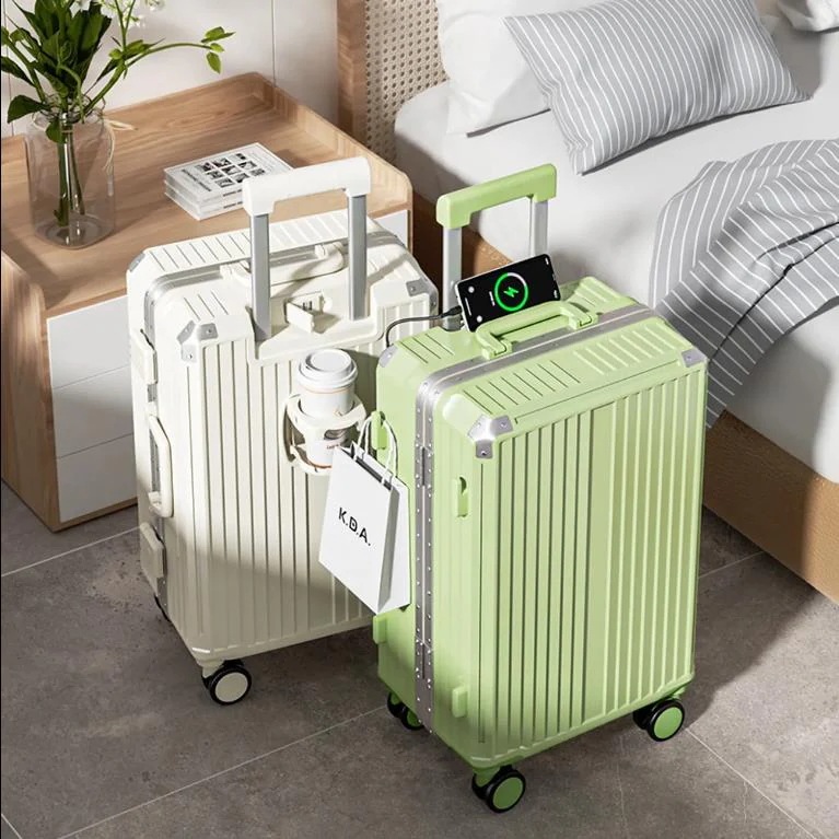 静音 入学 キャリーバッグ修学旅行 かわいい おしゃれ ジッパー キャリーケース 機内持込み アルミフレームタイプ スーツケース多機能 8,033円