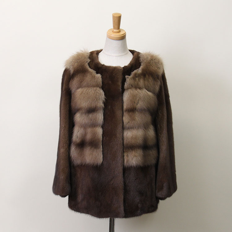 ミンク セーブル ファー ジャケット ブラウン 送料無料 レディース ギフト プレゼント