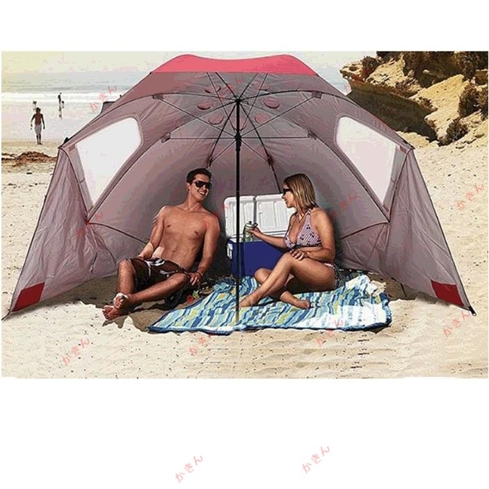 ビーチパラソル パラソルテント 日よけ 海水浴 サンシェード傘 ワンタッチ UVカット 安眠 グッズ 日光浴キャンプ フェイスシェード 顔頭保護 遮光