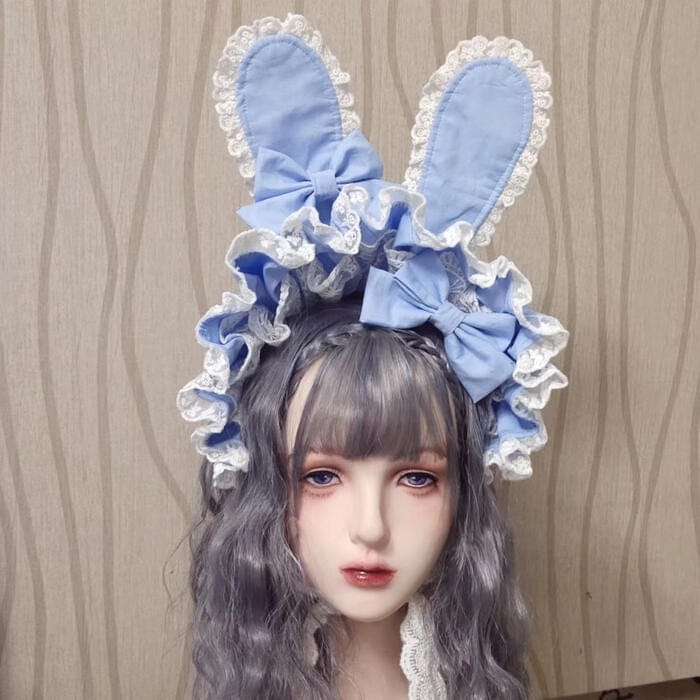 【急速出荷】うさ耳ボンネット ロリータ ボンネット 帽子 うさぎ耳 ウサ耳 耳つき 立ち上げ可能 ヘッドドレス カチューシャ ヘアアクセサリー クラロリ 甘ロリ 姫ロリ ゴシック ゴスロリ コスプレ