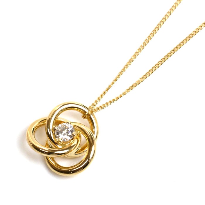 TIFFANY&Co. ティファニー K18YG イエローゴールド スリーフープ ダイヤ ネックレス ダイヤモンド 4.2g 40cm レディース 中古 美品