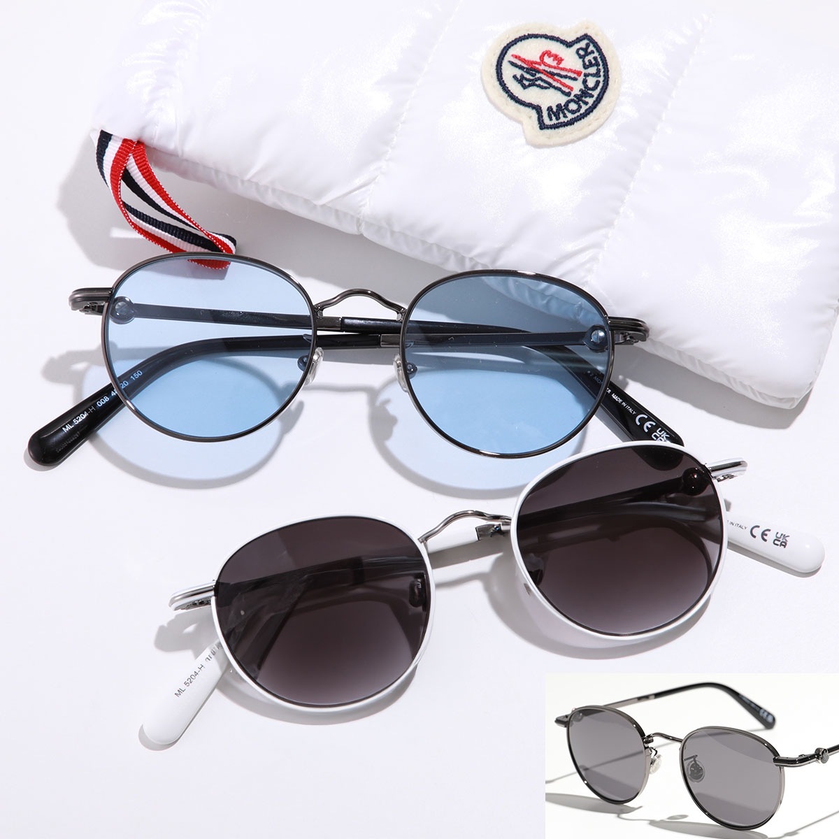 MONCLER モンクレール メガネ ML5204-H メンズ カラーレンズ ストークS コニャックBL フレズノ ロリアンBL ボストン型 アイコンロゴ サングラス カラー4色