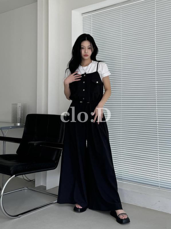 ペイジャンプスーツ)ポケットポイントジャンプビッグサイズワイドパンツ着飾ってないようなおしゃれ