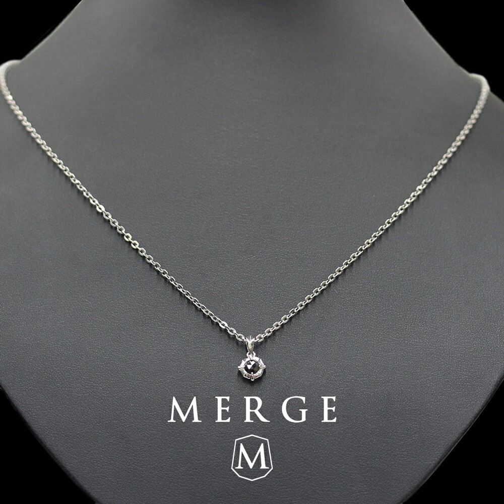 マージ ステンレス ネックレス チェーン メンズ 一粒 ブラックダイヤモンド チェーンネックレス シルバー 大人 シンプル かっこいい おしゃれ プレゼント 男性 誕生日 結婚祝い 結婚記念日 夫 旦