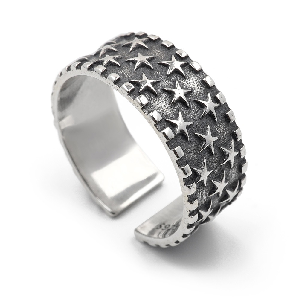 925 スターリング 星 平打ち 太幅 [cr136]