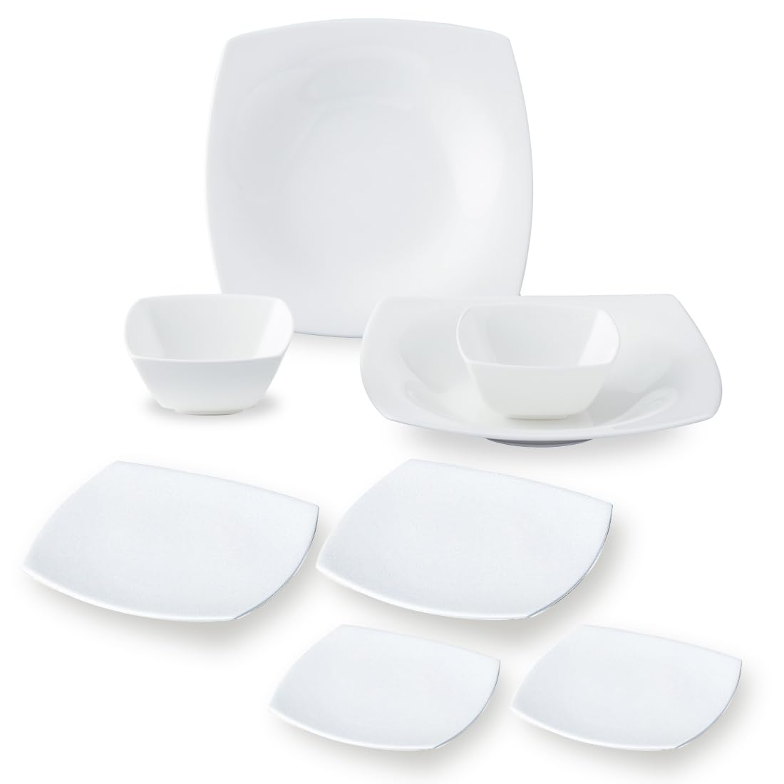 NARUMI(ナルミ) 福袋 2026 食器 8ピースセット スタイルズ ホワイト 2人用 シンプル スクエア 食器セット 電子レンジ温め 食洗機対応 50481-23415NT