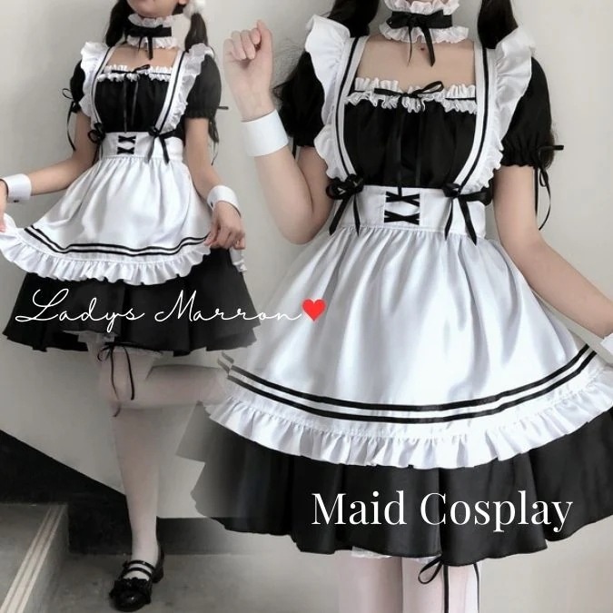 【急速出荷 2025年新作】メイド服コスプレ メイドコスプレ メイド服 クラシック かわいい コスプレメイド ゴシックロリータ 量産型 レディース ワンピース ハロウィン コスプレ 仮装 衣装 春 秋