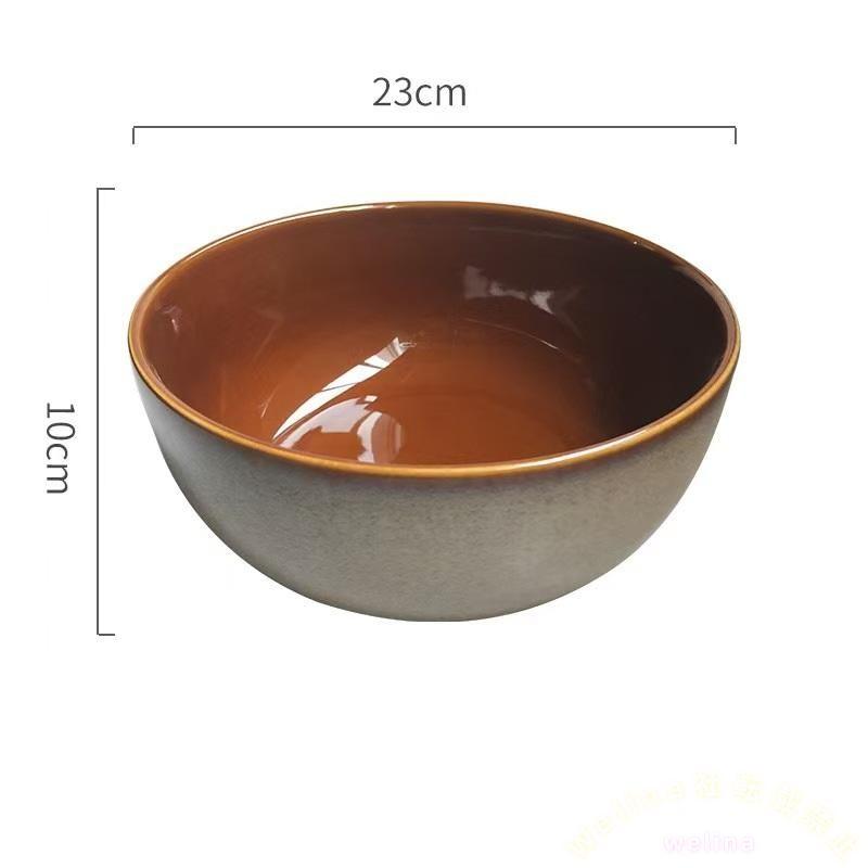 大容量サラダボウル 2400ml 陶器 ラーメン丼 レトロ スープ/フルーツ/カップ麺にも うつわおしゃれ ベージュ系食器