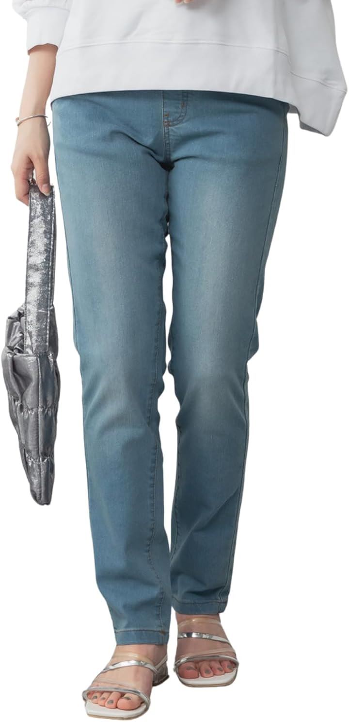 ストレッチ デニム パンツ 大きいサイズ ウエストゴム レディース ゆったり おしゃれ(ブルー, M) 4,714円