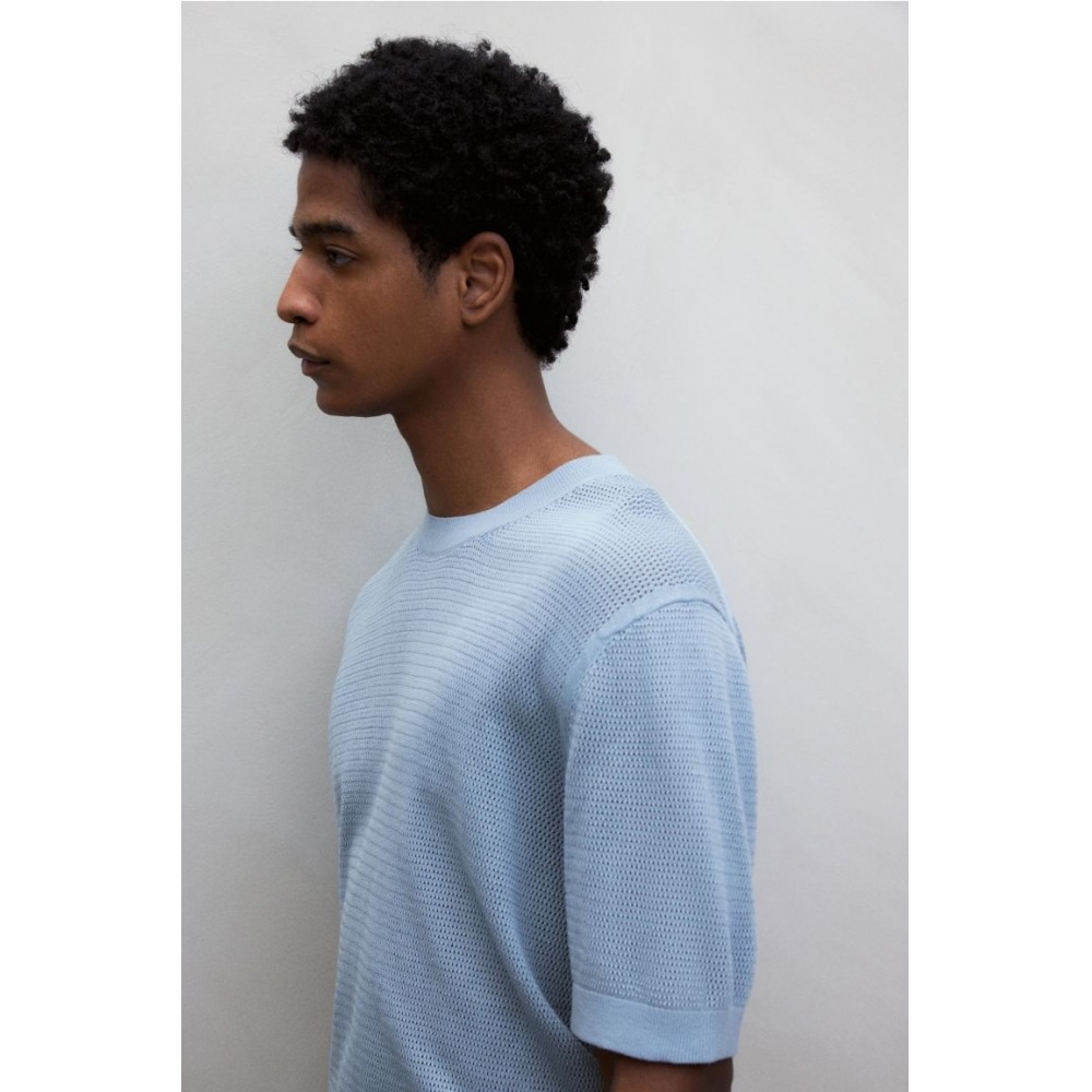 H&M レギュラーフィットホールニット T シャツライトブルー