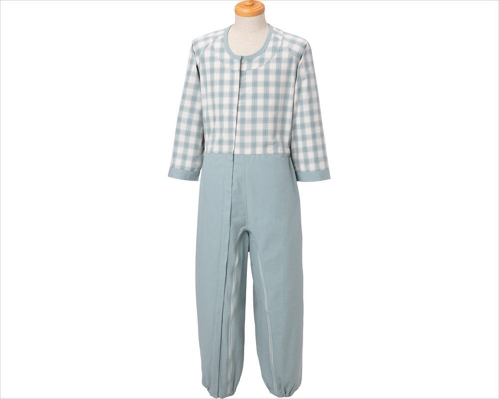 丸昌 制菌前開き介護用つなぎ(フルオープン) グリーン M