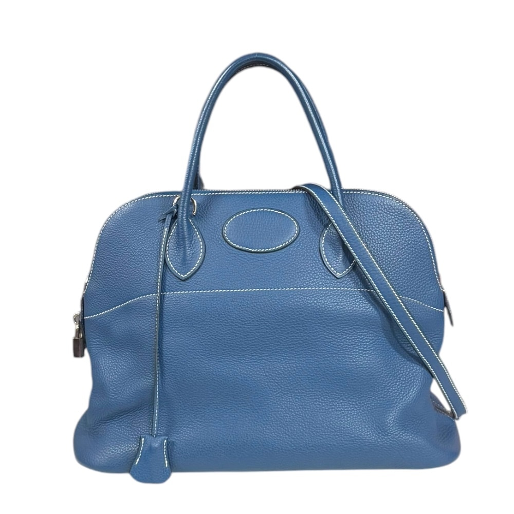 エルメス ボリード35 ショルダーバッグ レザー ブルー HERMES 中古