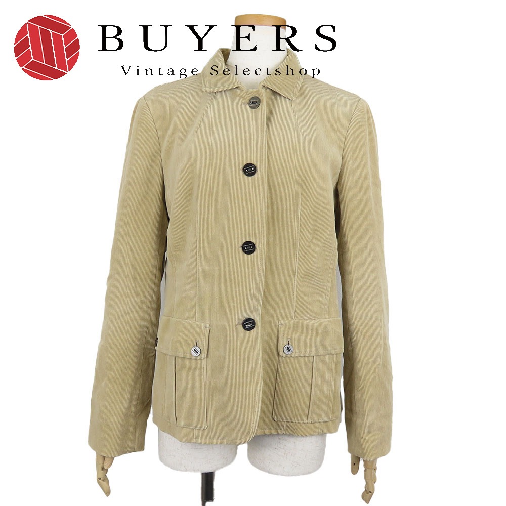 中古 テーラードジャケット 38 コーデュロイ ベージュ 裏地ノバチェック アパレル ジャケット レディース 女性
