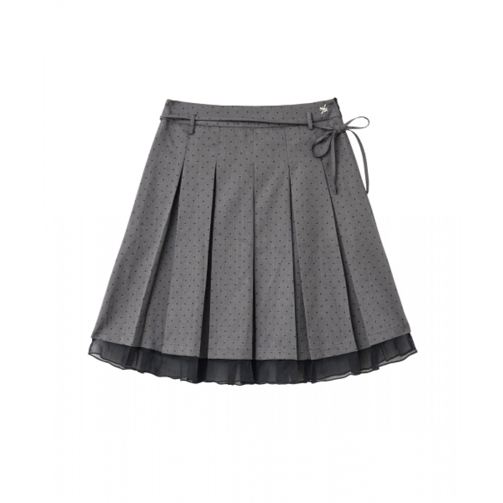 RAWGUE ドットシフォンレイヤースカート_チャコール