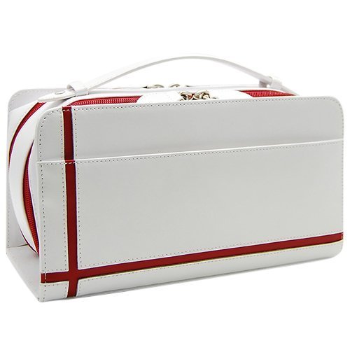 【新規OPEN】【期間限定セール】【激安】【新品未使用】馬革ホースレザー　レッドクロスライン　スクエアタイプ　ダブルファスナー式　セカンドバッグ　UH-2175　WH/RD 5,621円