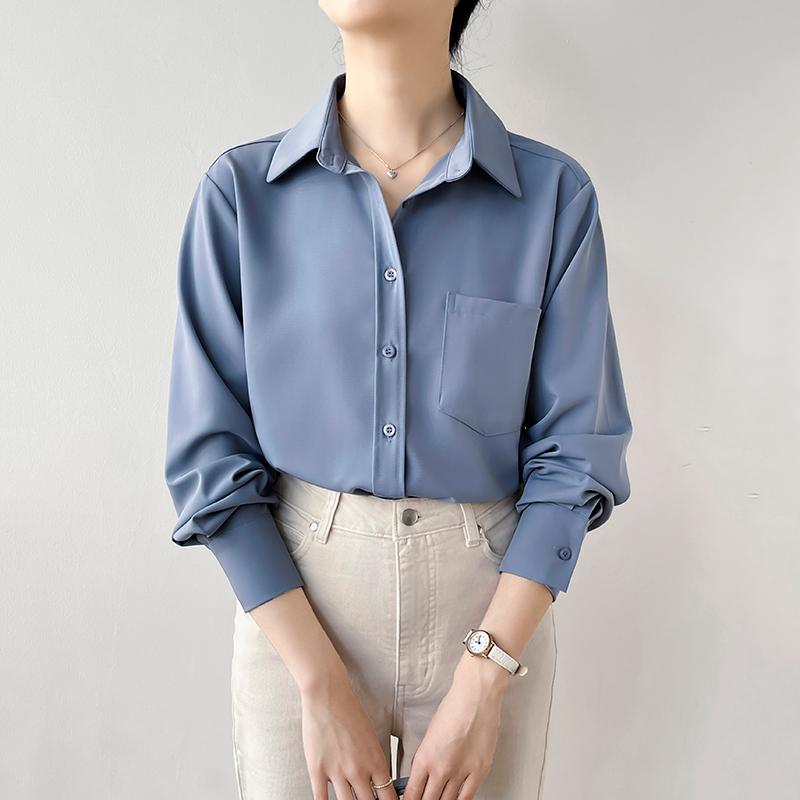 ブラウス ブルー シフォンシャツ レディース 秋冬 通勤 ブラウス ファッション カジュアル トップス ベーシック フォーマル オフィス ビジネス