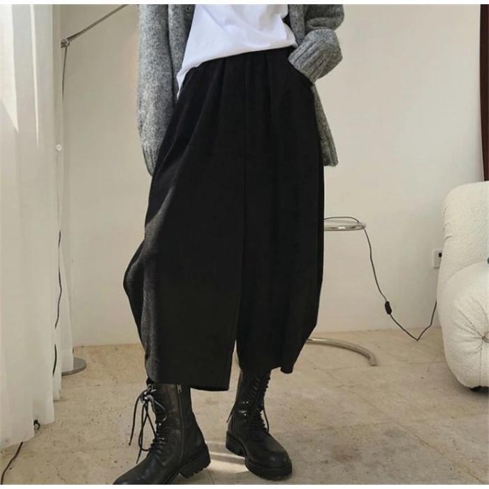 バルーンパンツ ワイドパンツ コクーンパンツ パンツ レディース 春 秋 冬 ガウチョパンツ ロング丈 ロングパンツ 着痩せ 体型カバー ウエストゴム ゆったり フリーサイズ ブラック ブラウン