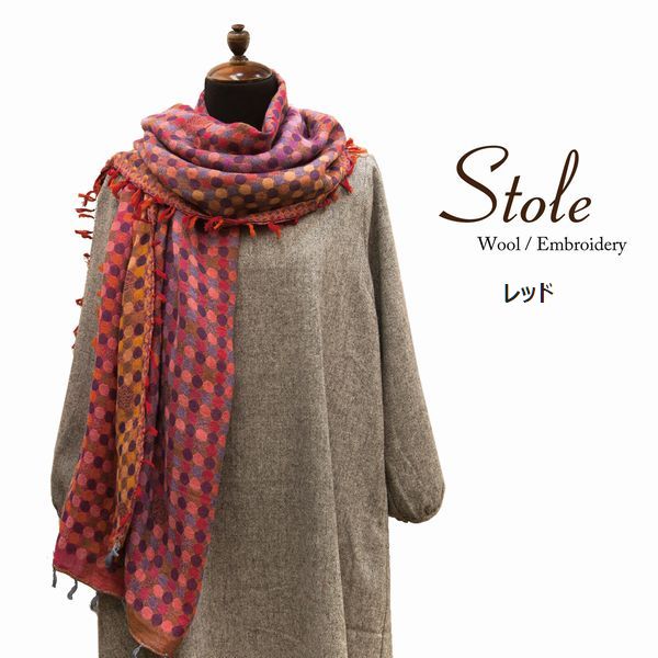 ストール ファッション小物 レディースファッション ドット フリンジ 四方タッセル 変わり水玉