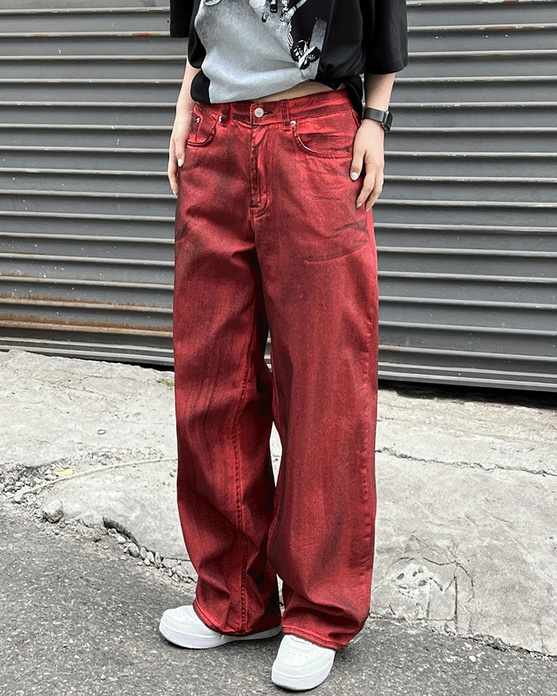 タグ コーティング オーバー ワイド パンツ (2color)