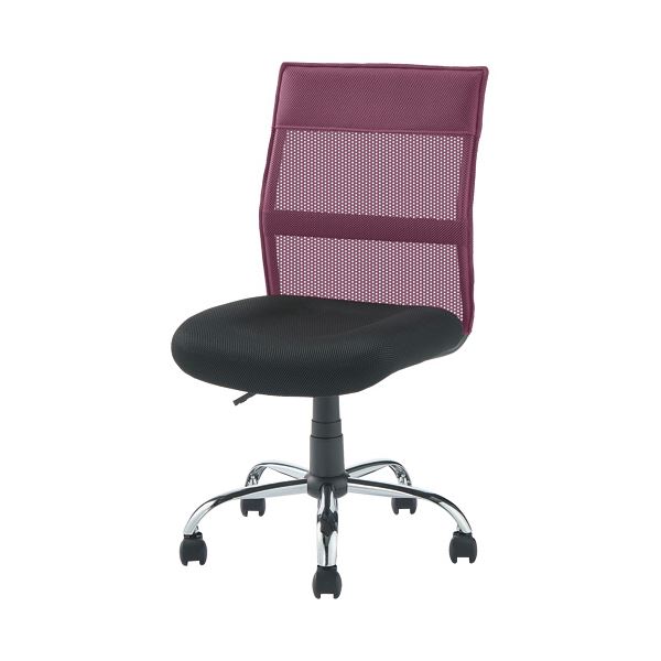 YAMAZEN ミドルバック 爽快メッシュチェア 肘なし ワインレッド EMG-778M（WRD） 1脚(組立品)