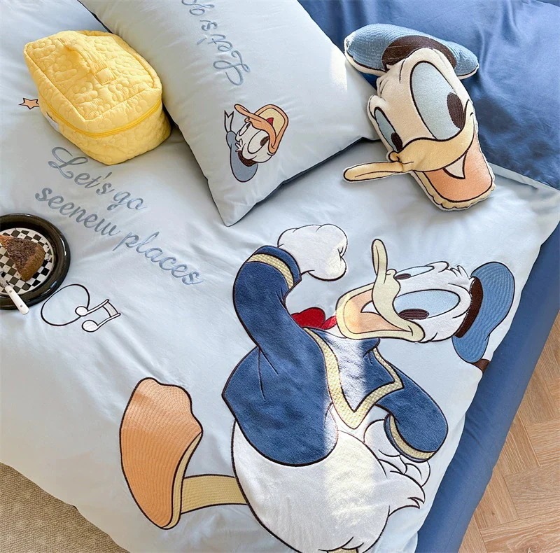 [3日出荷]肌に優しい子供用裸寝シーツコットン掛け布団カバー子供用ホームテキスタイル寝具のかわいいコットン4点セット