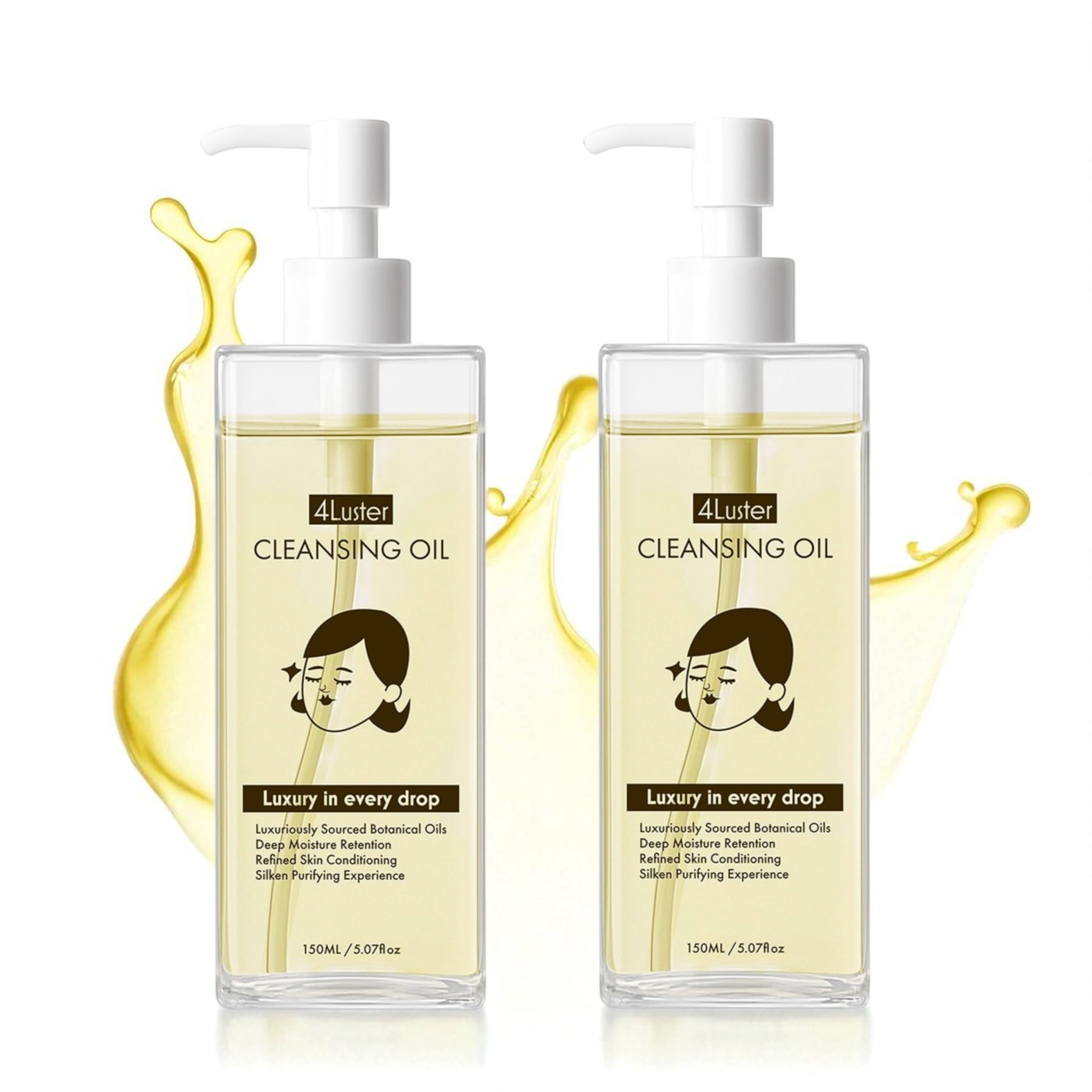 【美容成分配合メイク落とし】4Luster(フォーラスター) クレンジングオイル 150ml 2本セット[W洗顔不要 キメ肌 毛穴 角質 黒ずみ くすみ 低刺激 植物由来]つやちゃんのクレンジングオイ