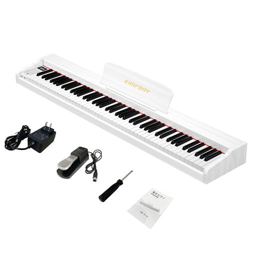 KIMFBAY 電子ピアノ 88鍵盤 卓上 木製 電子 ピアノ 88鍵 ポータブルピアノ PIANO 初心者 子供 ペダル付き MIDI対応 ホワイト