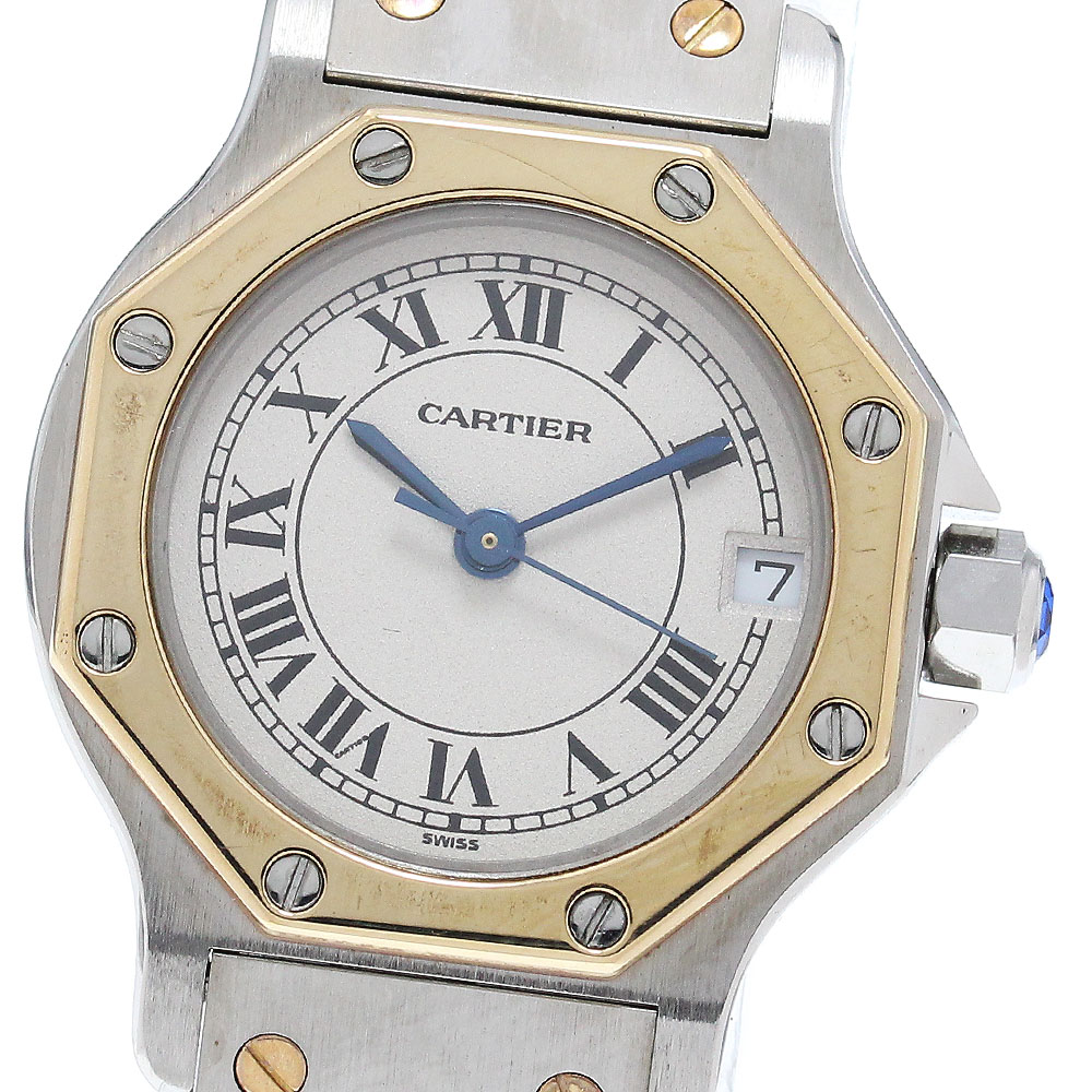 カルティエ CARTIER サントスオクタゴンSM 観音バックル デイト クォーツ レディース _868339【中古】 142,800円