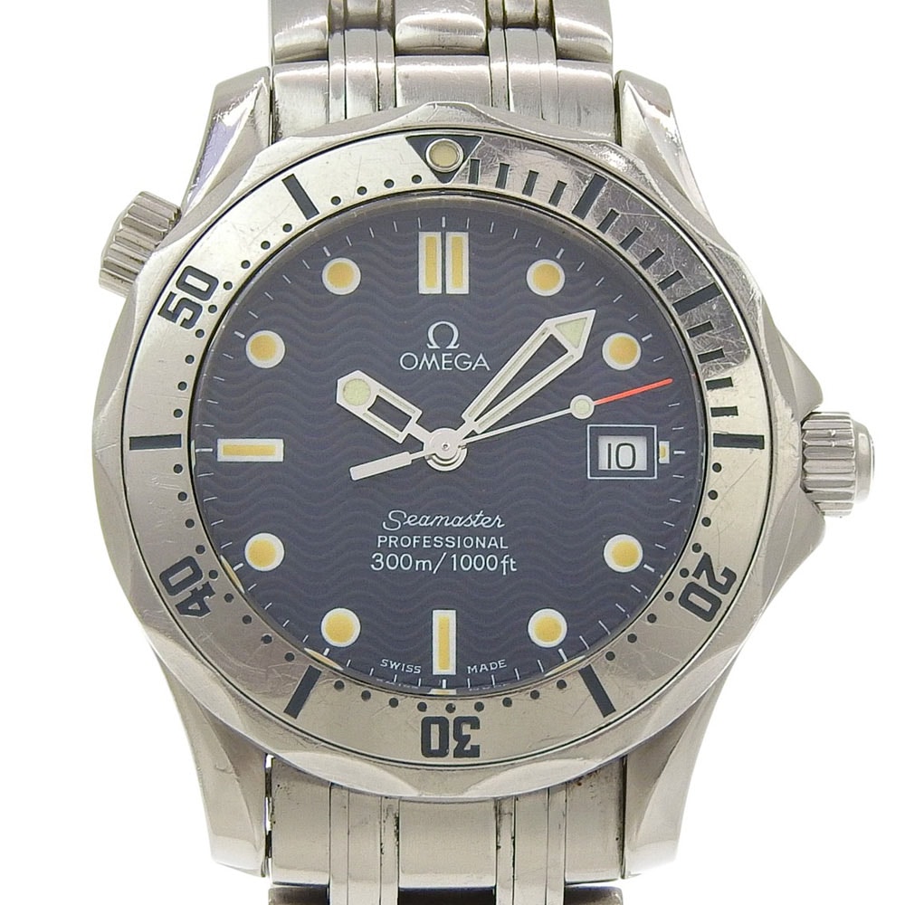 シーマスター300M cal.1538 2562.80 腕時計 ステンレススチール クオーツ アナログ表示 メンズ ネイビー文字盤 中古品