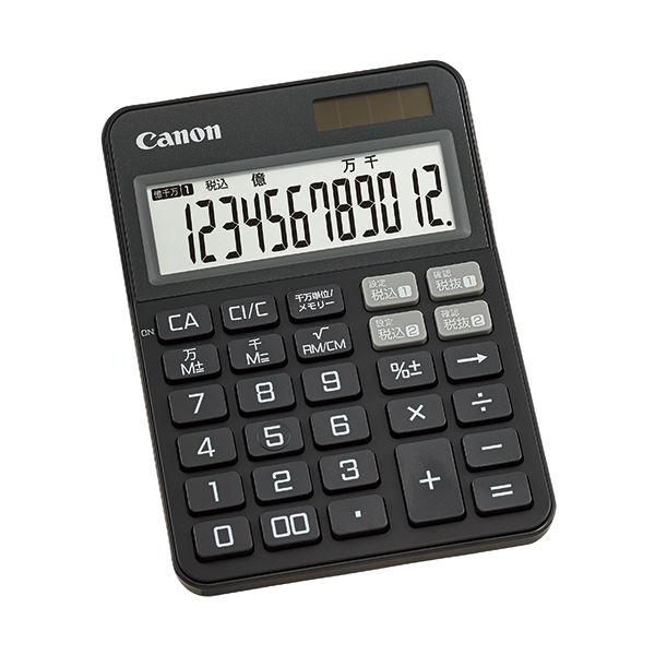 (まとめ) キヤノン カラフル電卓 ミニ卓上KS-125WUC-BK 12桁 ブラック 2307C001 1台 (×10セット)