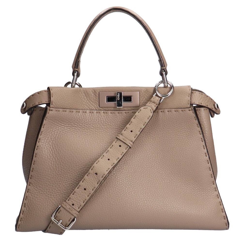 フェンディ ピーカブー セレリア ショルダーバッグ カーフ 8BN290 グレー FENDI 中古 美品