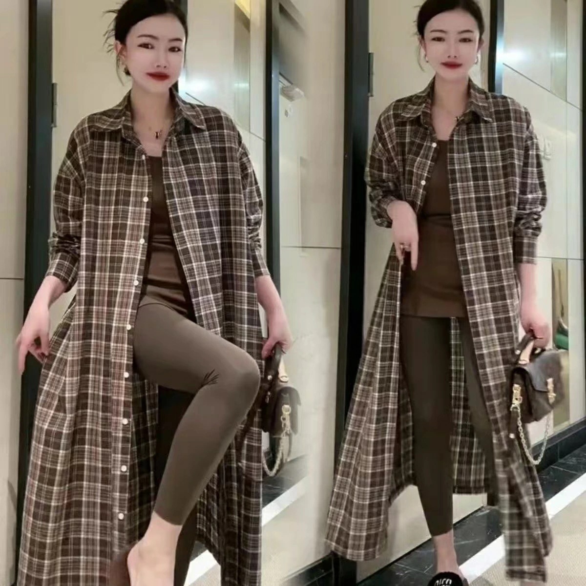 【期間特典】チェックシャツ レディース ロングシャツ レディースシャツ 羽織も レディースチェックシャツ シャツコート オーバーサイズシャツ ロング チェック シャツ チェック柄 シャツアウター 冬