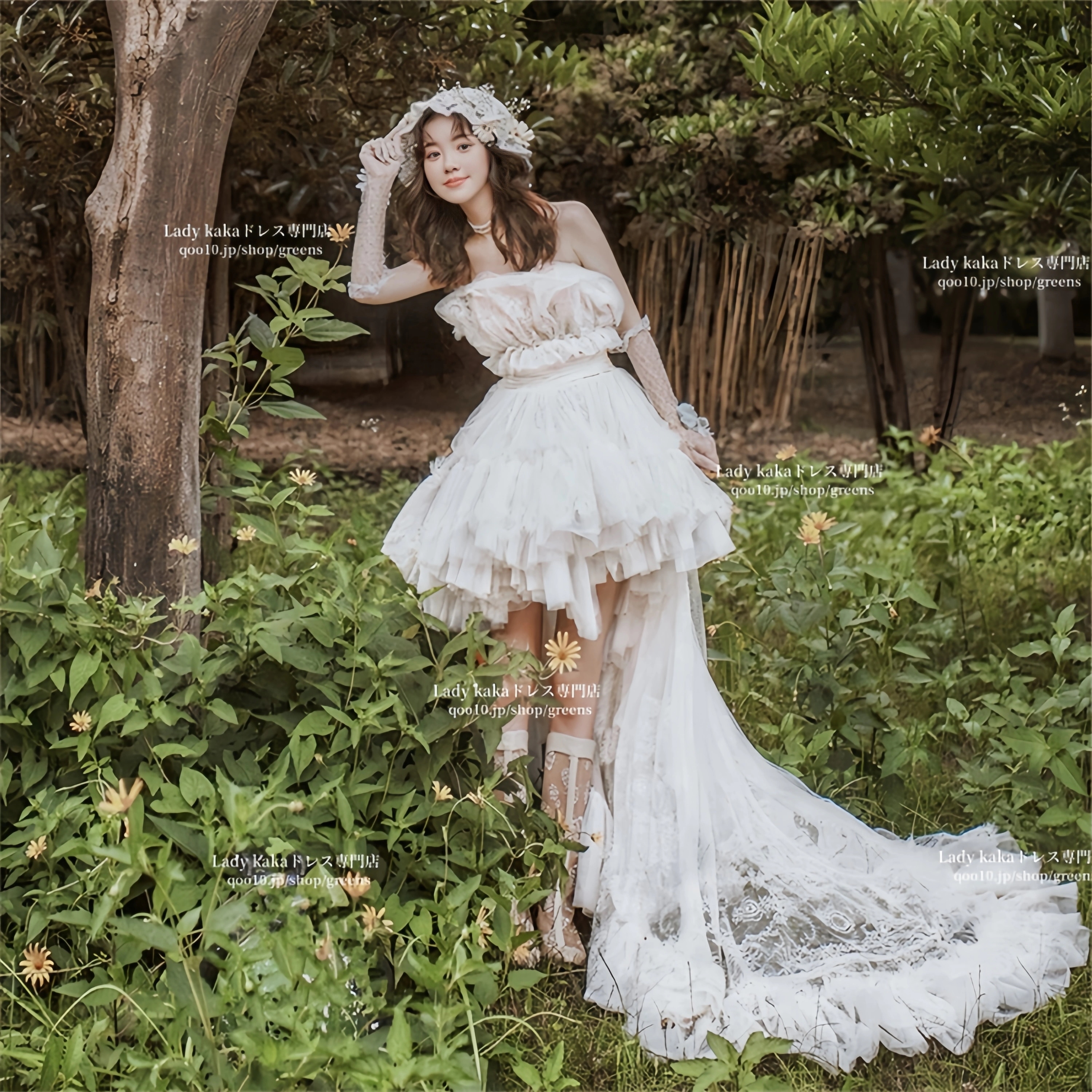 森系 パーティードレス ウェディングドレス 小さなトレイ 花嫁ロングドレス 結婚式 二次会 エレガント お呼ばれ 挙式 簡約 姫系発表会 コンサート ポンポンスカート 韓国ファッション