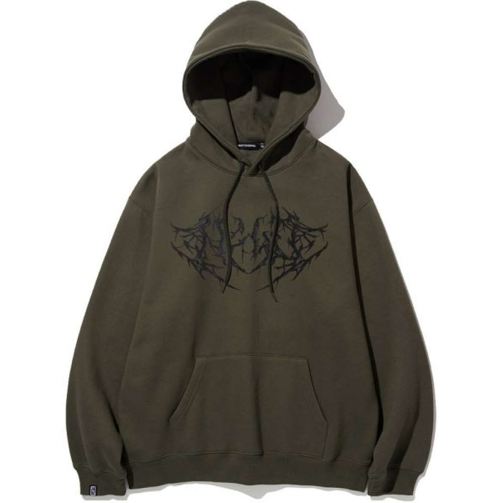 NOT4NERD ルートロゴプルオーバーフード-カーキ