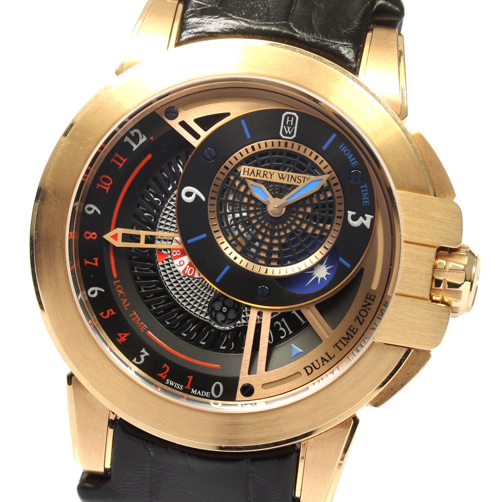ハリーウィンストン HARRY WINSTON OCEATZ44RR011 オーシャン デュアルタイム K18PG 自動巻き メンズ 良品 箱・保証書付き_804043【中古】 831,775円