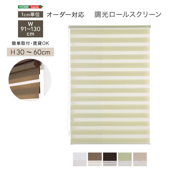 ロールスクリーン 調光 取付簡単 賃貸物件対応 目隠し おしゃれ カーテン ブラインド 1cm単位でオーダー可能 幅91～130cm×高さ30～60cm
