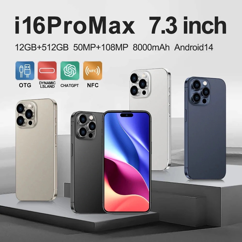 スマホ 本体 i16proMax Android14 スマートフォン 7.3インチ 12+256GB 10000mAh 108MP デュアルカメラ コスパ最高 新品 2026