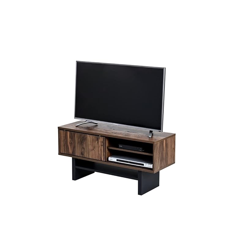 即納：JKプラン テレビ台 ローボード テレビボード 木製 ローボード 収納 和モダン コンパクト 扉付き 幅100 和室 奥行き35 テレビ台 脚 付き ブラウン 木目調 FWM-0001-BB