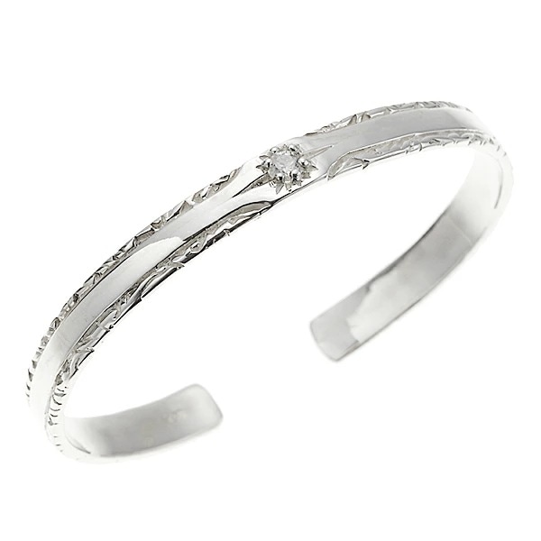 レディースバングル シルバー925 スターリングシルバー キュービックジルコニア アラベスク柄