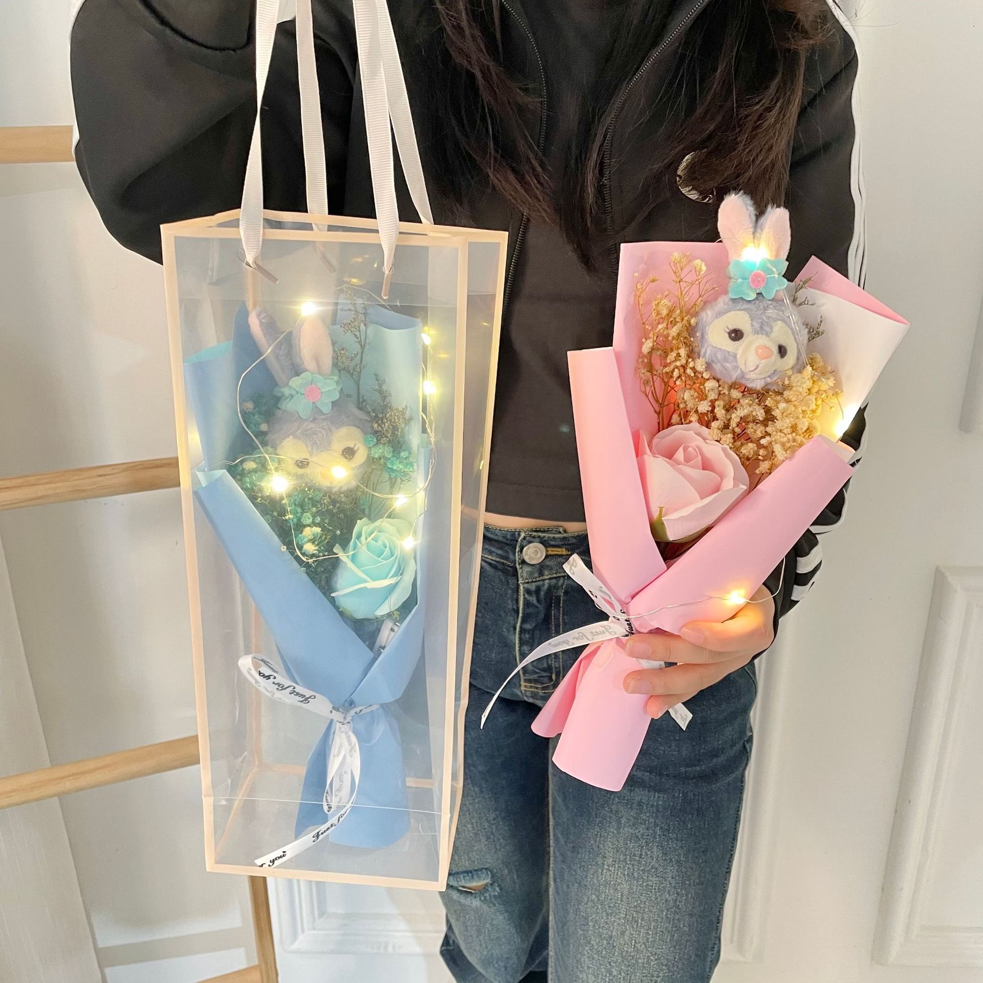 ドールブーケ 子供の日ギフトショップスーパーマーケットイベントシャボンフラワーブーケカスミソウウサギプレゼント