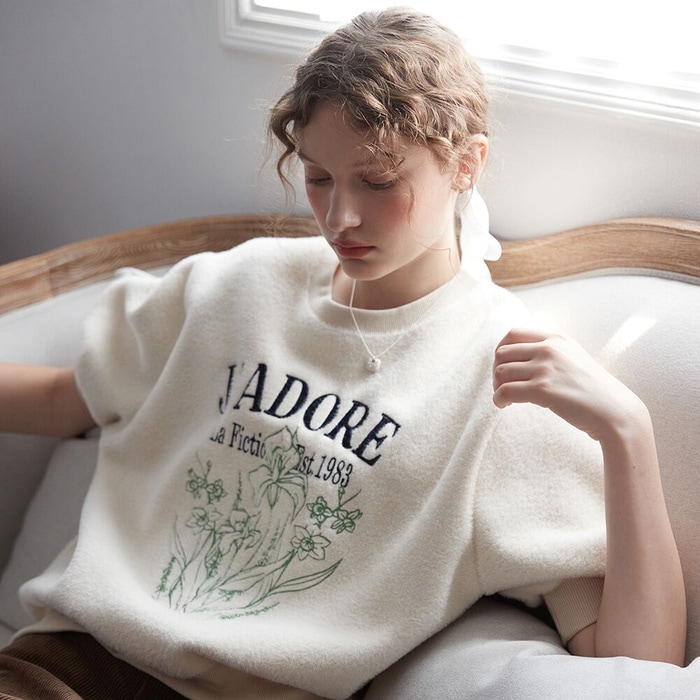 【LARTIGENT】 L5 ANGORA FLOWER SWEATSHIRT : CREAM