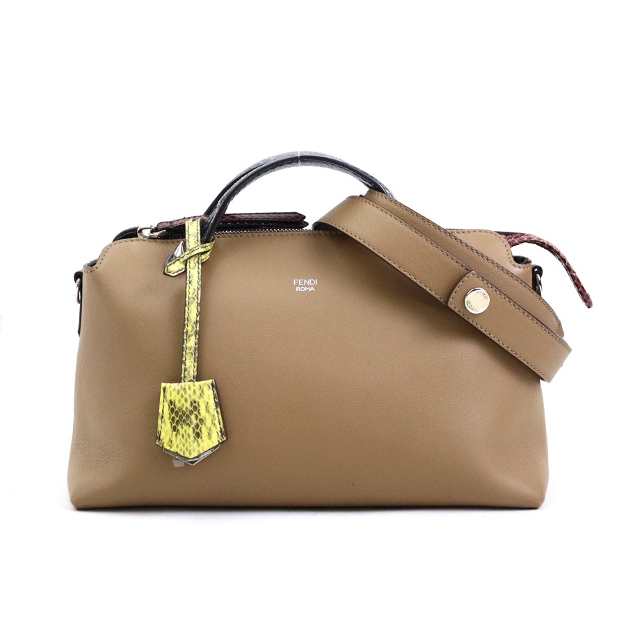 フェンディ FENDI ハンドバッグ ショルダーバッグ バイ ザ ウェイ ミディアム レザー/パイソン ブラウン×ネイビー×レッド レディース 8BL124-80L h31122i