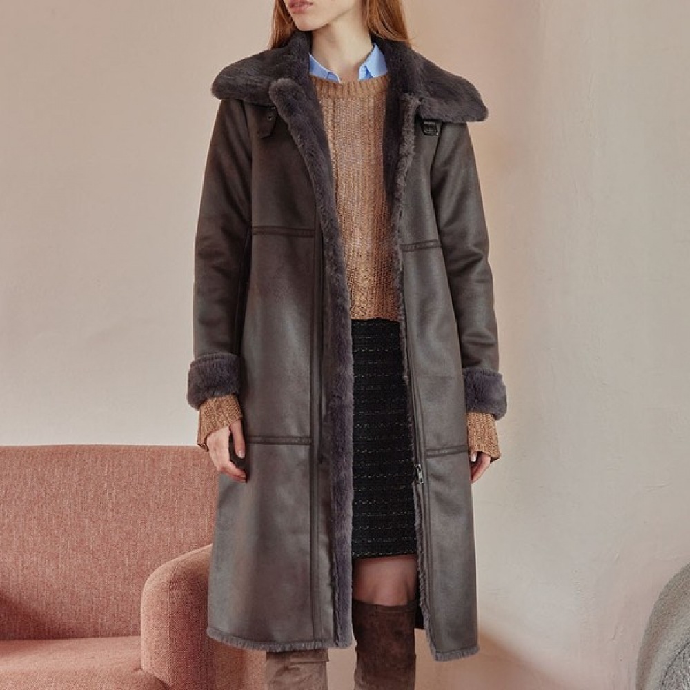 (リアーナニューヨーク) フェイクファームートンロングコート