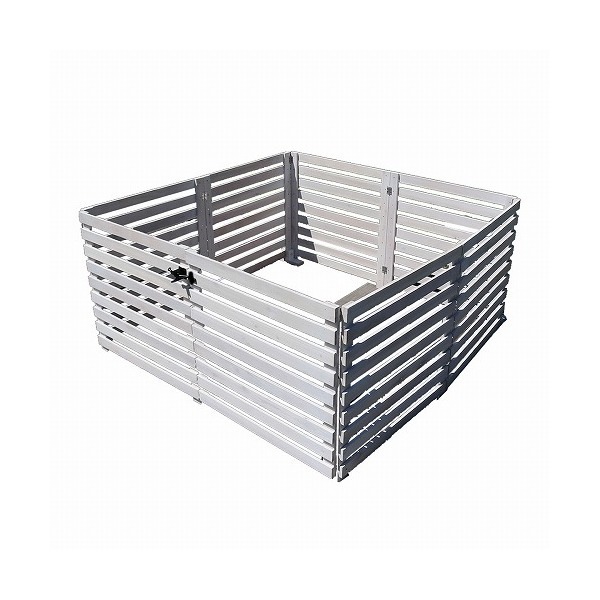 住まいスタイル WF-142YKGS-WHT 折り畳めるウッドフェンス ゲート付サークルセット(横ボーダー) ホワイト メーカー直送