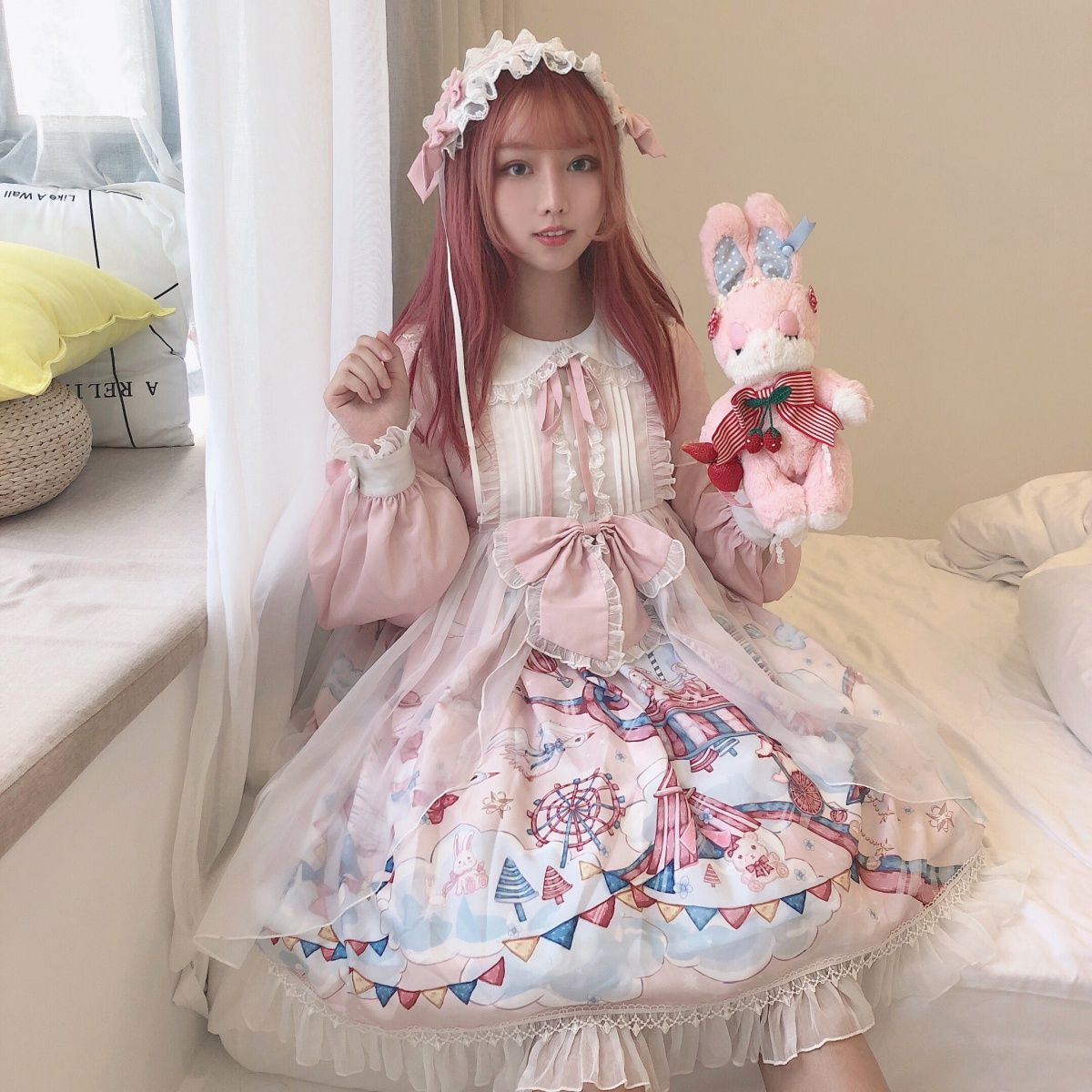 【急速出荷!】【全アイテム＋ヘアバンド】オリジナルロリータスカートドリームランドP甘くてかわいいロリータワンピース