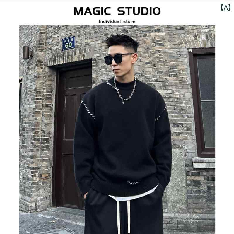 セーター メンズ ニット トップス 冬 暖かい ファッション 秋冬 厚手 シンプル カジュアル 快適 暖かい アメリカ ファッション トレンド 韓国 ラウンドネック トレンド