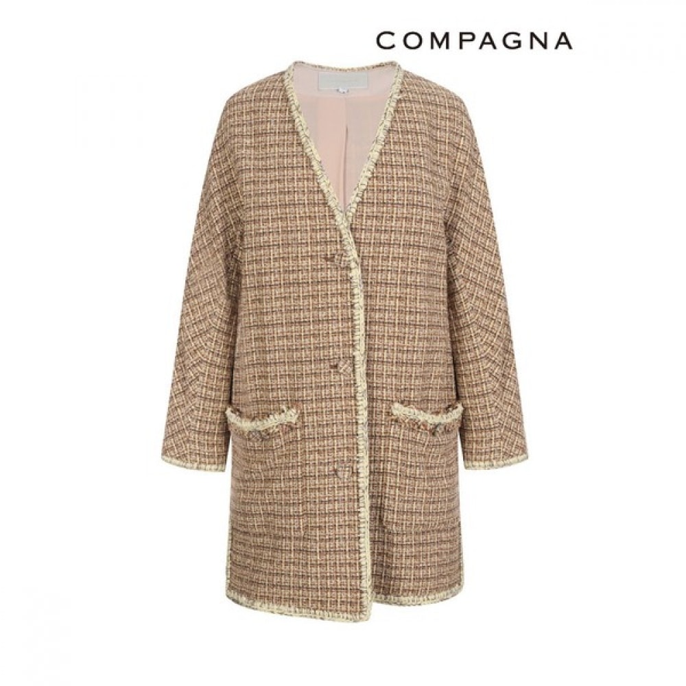 [カンパニア] ノーカラーツイードロングジャケット_CACS2-WJK150 8,281円