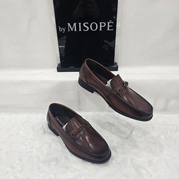 By 男性用バンド装飾ローファー 122HT439DY201 MBROWN 3 JJ