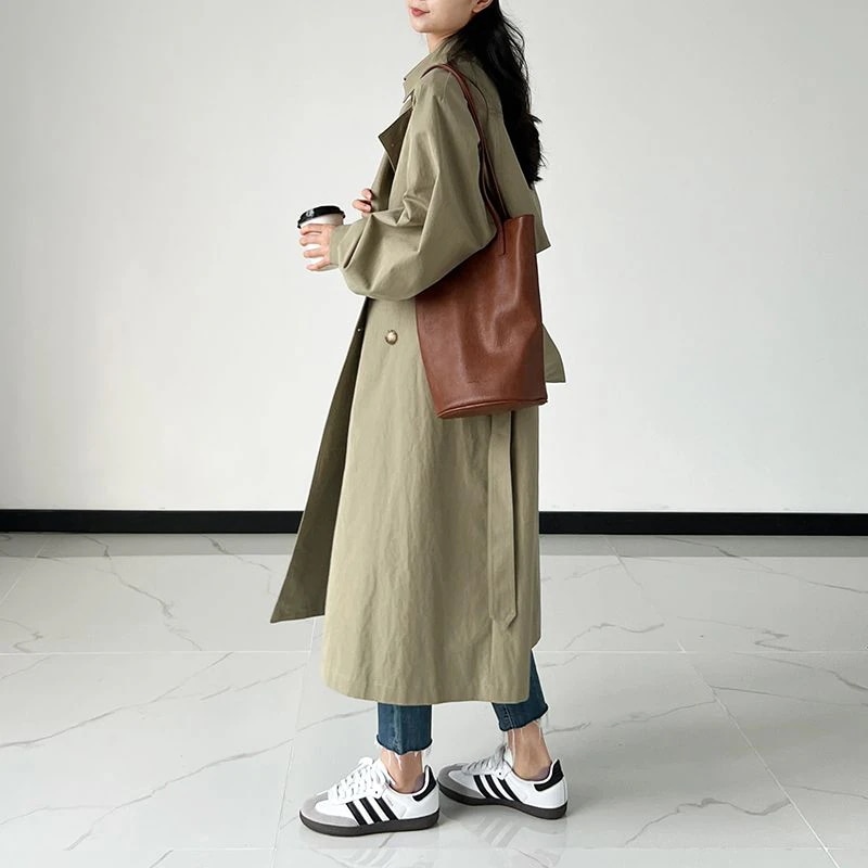 秋新作 日系 ロングコート 体型カバー大人 トレンチコート レディース韓国ファッション 大きいサイズ 着痩せ 百掛け アウター 秋ジャケット 通勤