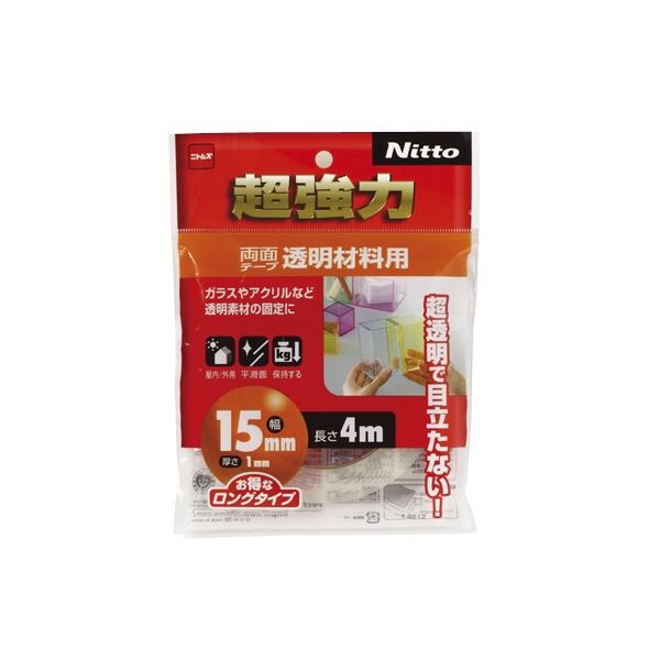 （まとめ）超強力両面テープ 透明材料用 15mmx4m T4612 1巻 [x5セット]